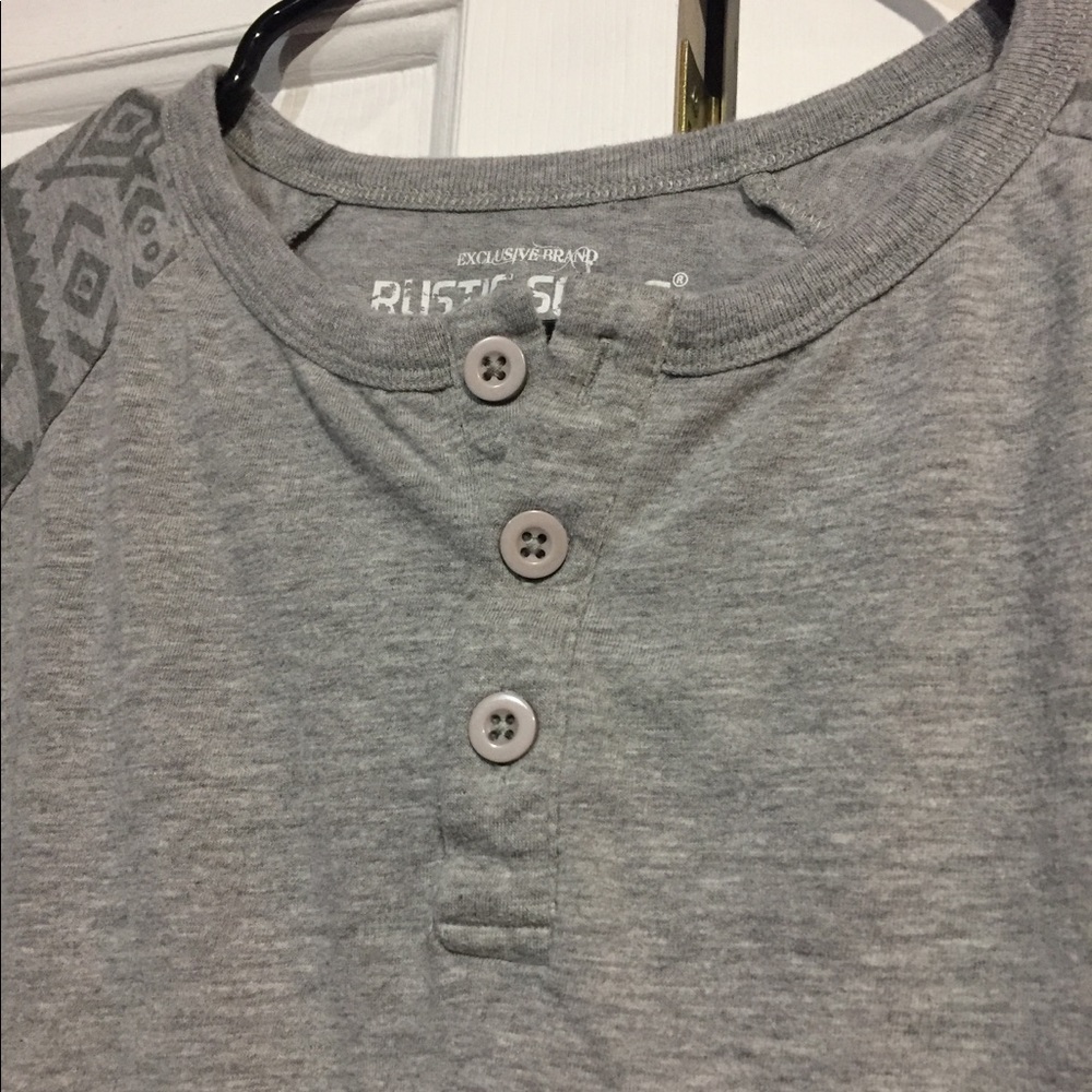 Rustic Souls Aztec Patterned Gray Baseball Tee - Picture 2 of 7